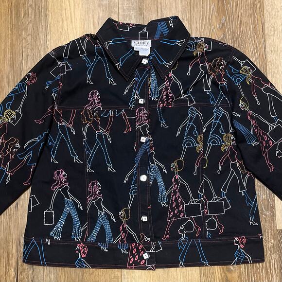 Vtg Vanity Collection Beaded Deco Pop Art Jacket Women’s L Fashionista Kitschy - Picture 2 of 6
